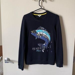 Kenzo Black Women Crewneck Sweater with Fish Graphic size M